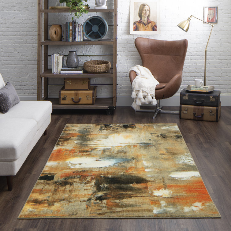 17 Stories Franco Abstract Tufted Gray/Orange Area Rug & Reviews Wayfair